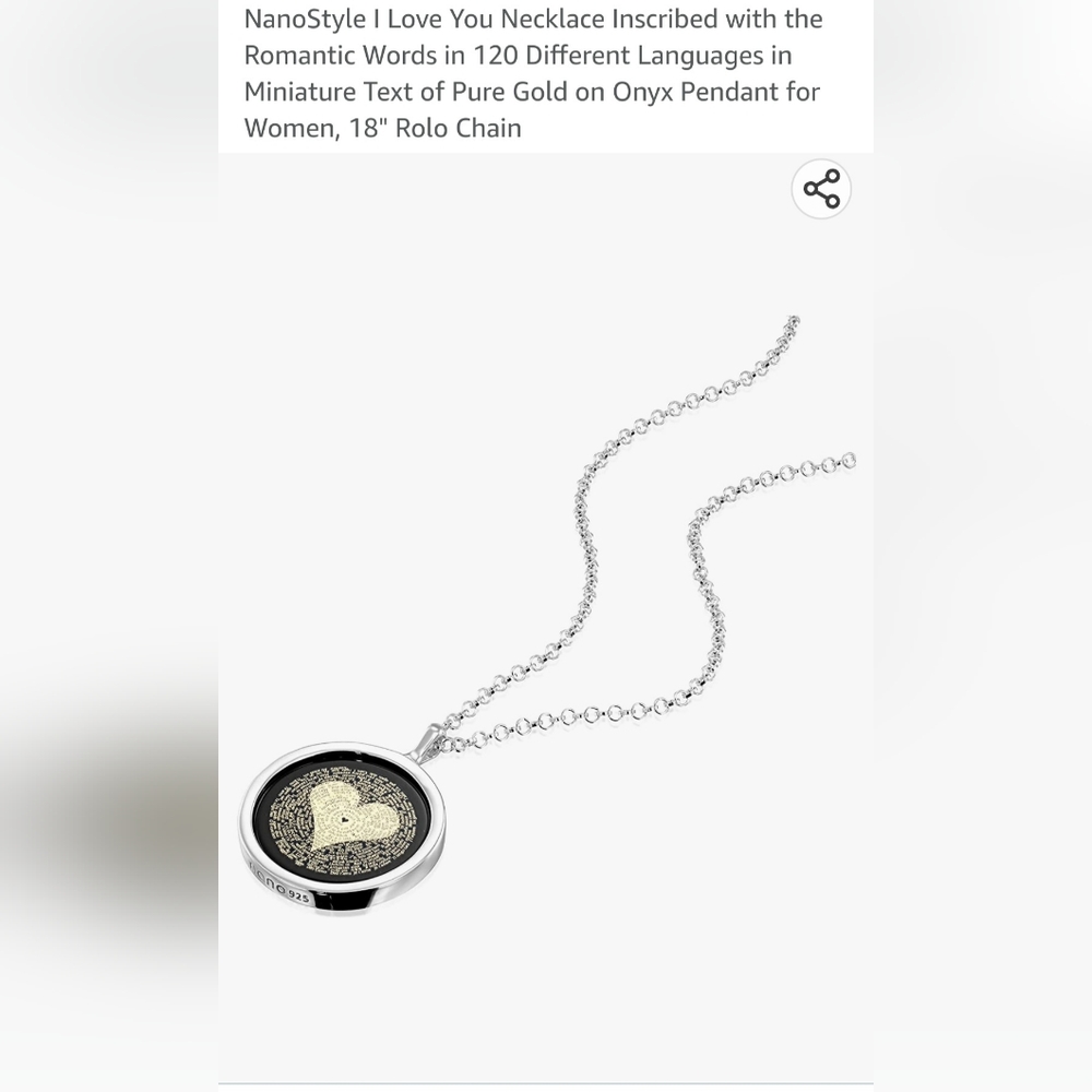 Sterling silver "I love you" (in 120 different languages) necklace w/ 18" chain